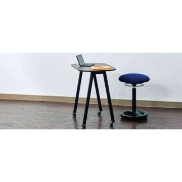 Safco Twixt Active Movement Seating Chair, Ergonomic Support, Adjustable Height, Blue Mesh