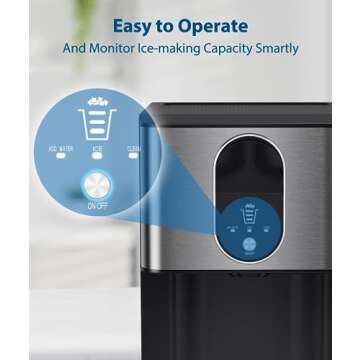 Joy Pebble Nugget Ice Maker Dispenser, Self Dispensing Pellet Ice Maker, 44lbs/24H, 15mins Quick Ice Make, 3.3lbs Ice Storage, Ice Full Indicator, Self-Cleaning, Home, Kitchen, Bar, Party