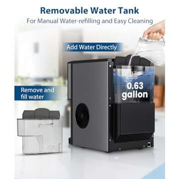 Joy Pebble Nugget Ice Maker Dispenser, Self Dispensing Pellet Ice Maker, 44lbs/24H, 15mins Quick Ice Make, 3.3lbs Ice Storage, Ice Full Indicator, Self-Cleaning, Home, Kitchen, Bar, Party