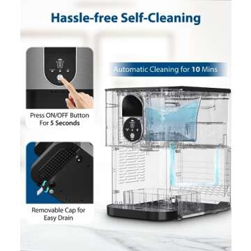 Joy Pebble Nugget Ice Maker Dispenser, Self Dispensing Pellet Ice Maker, 44lbs/24H, 15mins Quick Ice Make, 3.3lbs Ice Storage, Ice Full Indicator, Self-Cleaning, Home, Kitchen, Bar, Party