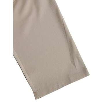 OYOANGLE Men's Fold Pleated Straight Wide Leg Suit Pants Business Casual Pants with Pocket Khaki Medium