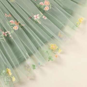 Toddler Baby Girls Tutu Dress Sleeveless Floral Print Layered Tulle Dress Little Girl Princess Dresses with Flower Headband (Green#1, 12-18 Months)
