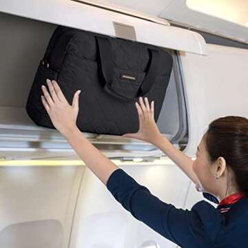 LIGHT FLIGHT Women's Quilted Travel Duffel Bag - Lightweight Weekender Overnight Tote with Toiletry ...