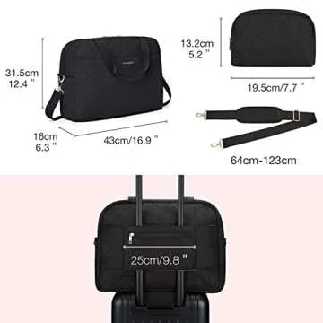 LIGHT FLIGHT Women's Quilted Travel Duffel Bag - Lightweight Weekender Overnight Tote with Toiletry Bag, Large Carry-On Luggage