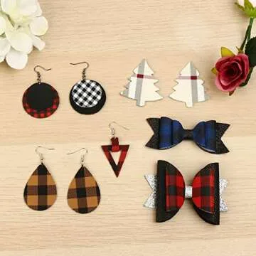 SIMPZIA Plaid Faux Leather Sheets for DIY Crafting