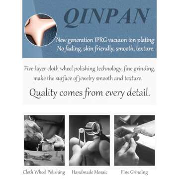 Qinpan Four Leaf Clover Necklace Bracelet and Stud Earrings Set for Women Lucky Flower Jewelry (White-14K Gold)