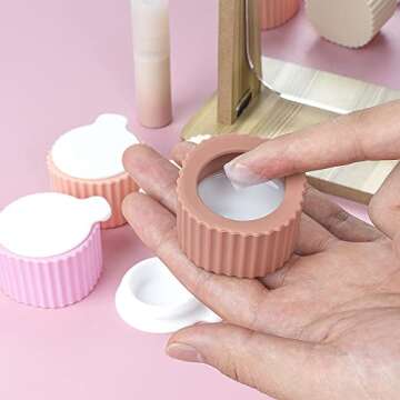 Adorila 4 Pack Silicone Cream Jar with Lids, 20 ml Small Travel Containers for Toiletries, Leakproof Refillable Bottles for Body Hand Cream, Lotion