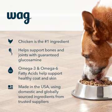 Amazon Brand – Wag Dry Dog Food, Chicken and Brown Rice, 30 lb Bag