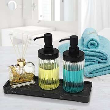 Suanti Ribbed Glass Soap Dispensers for Kitchen & Bathroom