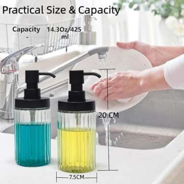 Suanti Ribbed Glass Soap Dispensers for Kitchen & Bathroom