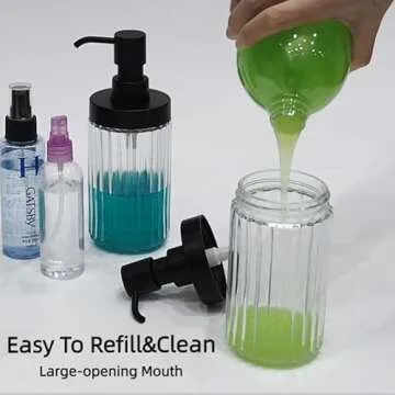 Suanti Ribbed Glass Soap Dispensers for Kitchen & Bathroom