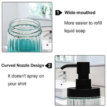 Suanti Ribbed Glass Soap Dispensers for Kitchen & Bathroom
