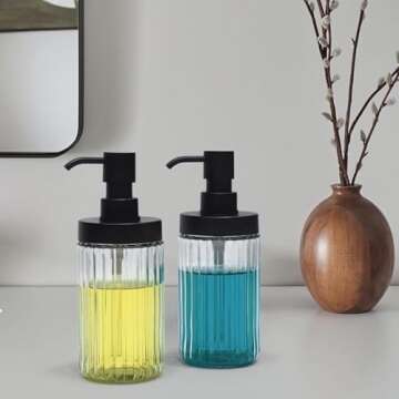 Suanti Ribbed Glass Soap Dispensers for Kitchen & Bathroom