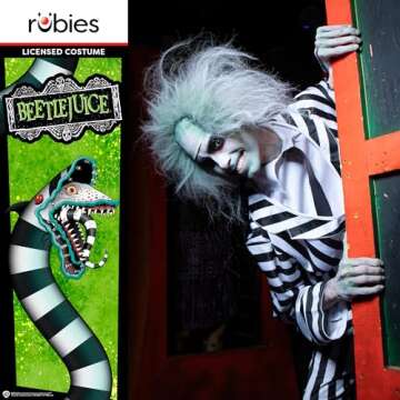 Rubies Beetlejuice Men's Costume for Themed Parties and Halloween, Black/White, Standard