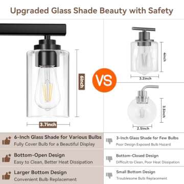 Elegant 5-Light Matte Black Bathroom Vanity Light Fixture