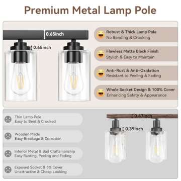 Elegant 5-Light Matte Black Bathroom Vanity Light Fixture