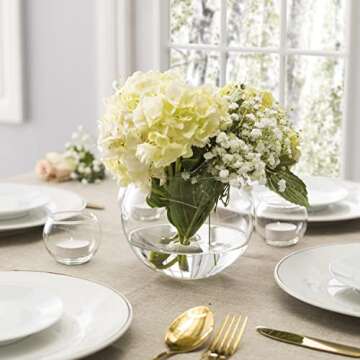 WHOLE HOUSEWARES | Clear Glass Bubble Bowl | Glass Fish Bowl | Globe Flower Vase Centerpiece | Round...