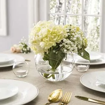 WHOLE HOUSEWARES | Clear Glass Bubble Bowl | Glass Fish Bowl | Globe Flower Vase Centerpiece | Round...