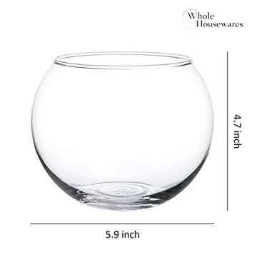 WHOLE HOUSEWARES | Clear Glass Bubble Bowl | Glass Fish Bowl | Globe Flower Vase Centerpiece | Round Vase | Decorative Glass Bowl for Wedding Event Home Decor, 4 Piece
