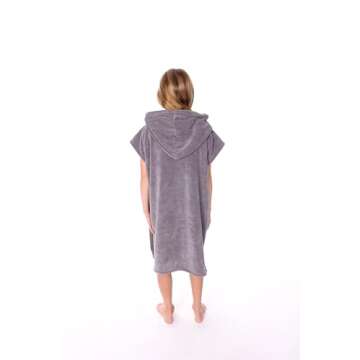 Slay Surf Changing Poncho, Wearable Hooded Towels for Kids, Swimming Towel, Beach Cover Up,One Size Fits Most Ages 5-10 (Gray)