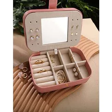 S.Leaf Travel Jewelry Organizer Compact Jewelry Case for Women
