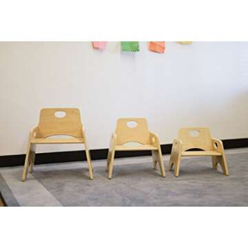 ECR4Kids 6" Stackable Wooden Chair for Toddlers - Sturdy Hardwood Seat for Daycare/Preschool/Home Furniture - Natural Finish (2-Pack)