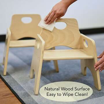 ECR4Kids 6" Stackable Wooden Chair for Toddlers - Sturdy Hardwood Seat for Daycare/Preschool/Home Furniture - Natural Finish (2-Pack)