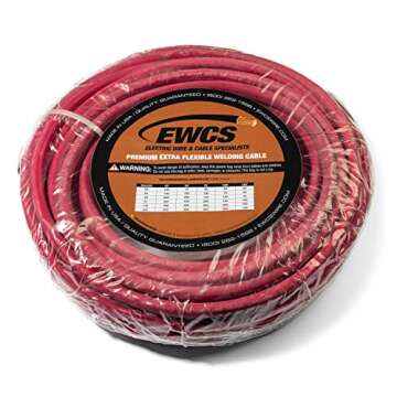 EWCS 4 Gauge Premium Extra Flexible Welding Cable 600 VOLT - RED - 25 FEET - EWCS Branded - Made in the USA!
