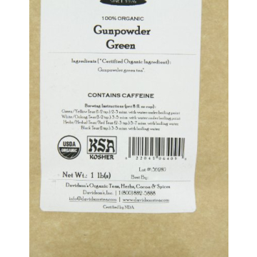 Davidson's Organic Gunpowder Green Loose Leaf Tea - Premium Quality