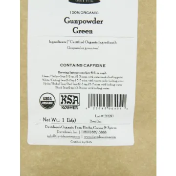 Davidson's Organic Gunpowder Green Loose Leaf Tea - Premium Quality