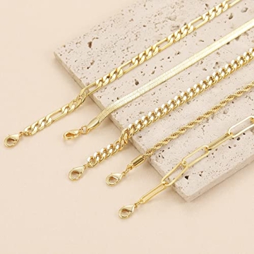 Trendy 14K Gold Bracelets Set for Women - DEARMAY