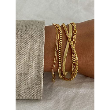 Trendy 14K Gold Bracelets Set for Women - DEARMAY