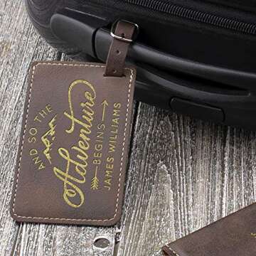 Engraved Personalized Leather Luggage Tags for Travelers