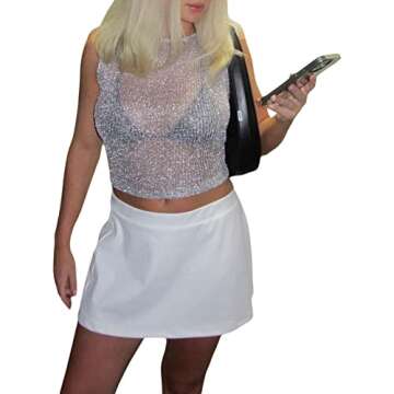 SOLILOQUY Women's Y2K Crochet Knit Crop Top