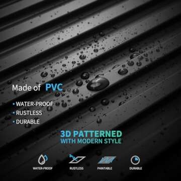 Art3d 6-Pack Slat Design 3D Wall Panels for Interior Wall Decor, 2x4 FT PVC Decorative Drop Ceiling Tiles - Black