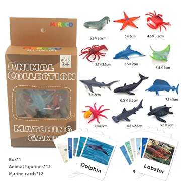 MEROCO Montessori Animal Match Game Cards Marine Animal Matching Montessori Language Materials Toddlers Preschool Educational Learning Toys NEWT011
