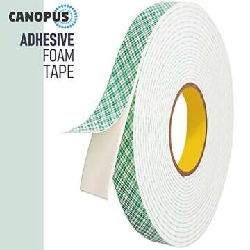 CANOPUS Double Sided Foam Tape for Craft and Card Making Projects, Heavy Duty Adhesive Mounting Tape 4016 (0.5in x 10yd)