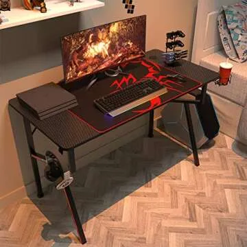 DESIGNA Gaming Desk 47 Inch - K-Shaped Office Desk