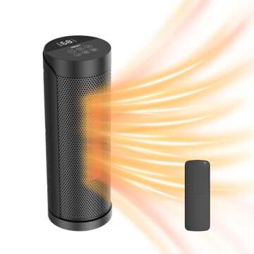 Small Portable Space Heater for Indoor Use - with 70°Rotating Feature, JIBUFI 1500W PTC Electric Heater