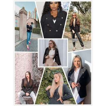 Paitluc Women Blazers Casual Jackets Long Sleeve Ruched Work Office Button Suits Black Size M