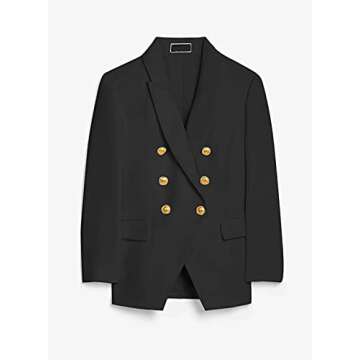 Paitluc Women Blazers Casual Jackets Long Sleeve Ruched Work Office Button Suits Black Size M