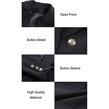 Paitluc Women Blazers Casual Jackets Long Sleeve Ruched Work Office Button Suits Black Size M