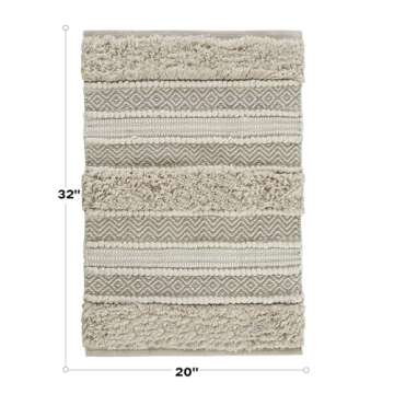INK+IVY Bath Rug Hand-Woven Texture Shaggy Striped Soft & Water Absorbent, Boho Bathroom Décor Bath...