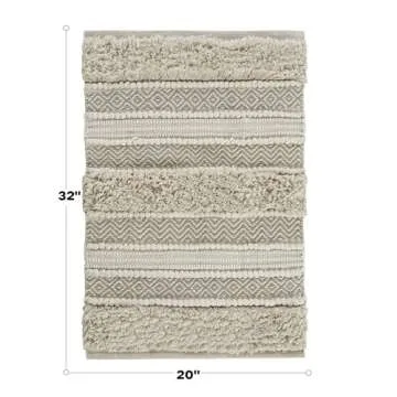 INK+IVY Bath Rug Hand-Woven Texture Shaggy Striped Soft & Water Absorbent, Boho Bathroom Décor Bath...