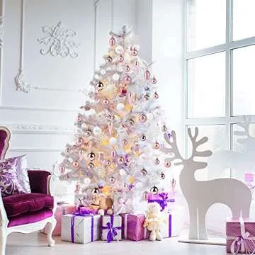 PIIDUOO 114ct Christmas Balls Ornaments for Xmas Tree - Shatterproof Small Christmas Tree Decorations Rose Gold Pink & White Balls Ornament Bulk, 1.18-4.7inches (Pink)