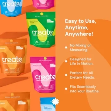 Create Creatine Monohydrate Gummies for Men & Women, Boost Focus, Strength, and Endurance, Anti-Melting Formula, Vegan, Gluten-Free, Non-GMO, 1.5g of Creatine per Gummy (Orange, 90 ct)