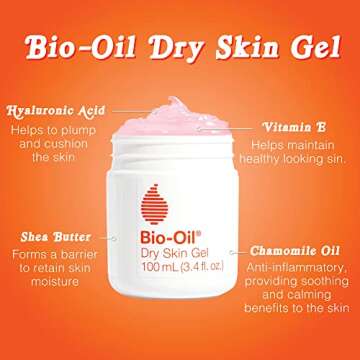 Bio-Oil Dry Skin Gel, Face and Body Moisturizer, Fast Absorbing Hydration, with Soothing Emollients and Vitamin B3, Non-Comedogenic, 1.7 Oz