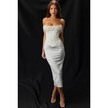 Elegant SLAYUN Cream Strapless Dress for Events