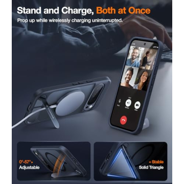 TORRAS Magnetic & Stand for Google Pixel 9 Pro XL Case, Fit for MagSafe, 12FT Mil-Grade Drop Protection, Slim Fit for Google Pixel 9 Pro XL Phone Case with Built-in Kickstand, Translucent Matte Black