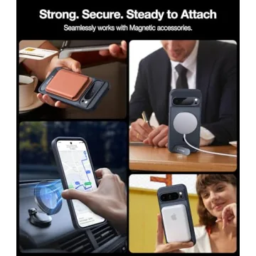 TORRAS Magnetic & Stand for Google Pixel 9 Pro XL Case, Fit for MagSafe, 12FT Mil-Grade Drop Protection, Slim Fit for Google Pixel 9 Pro XL Phone Case with Built-in Kickstand, Translucent Matte Black